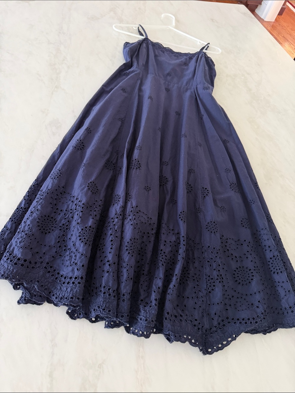 GAP Navy Smocked Eyelet Dress 0 great condition.